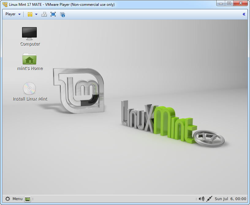 Abbildung: VMware Player mit Live ISO/Linux Mint 17 MATE